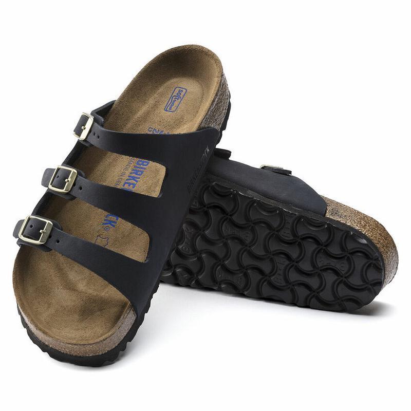 Birkenstock Fresh Soft Footbed Midnight Nubuck Læder Florida Dame Sort | DK 455MQZ